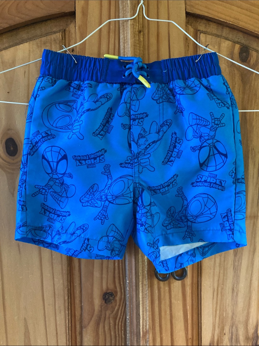 Boys Marvel Spider-Man blue swim shorts size 2T